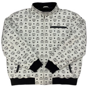 Men's Genuine Leather MCM Printed Bomber Jacket