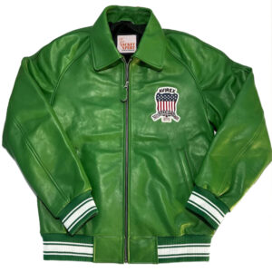 Green Leather Bomber Jacket For Men | Leather Jackets